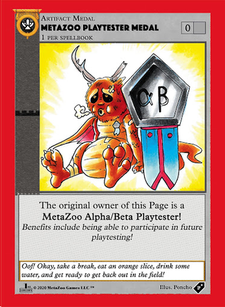 Metazoo Playtester Medal Card Front
