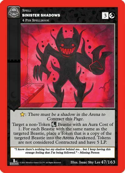 Sinister Shadows Card Front