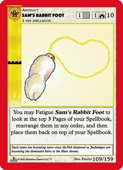 Sams Rabbit Foot Card Front