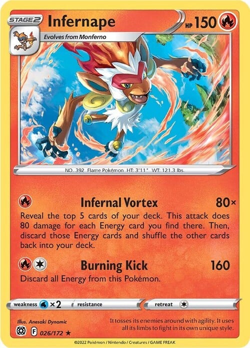 Infernape [Infernal Vortex | Burning Kick] Card Front