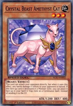 Crystal Beast Amethyst Cat Card Front