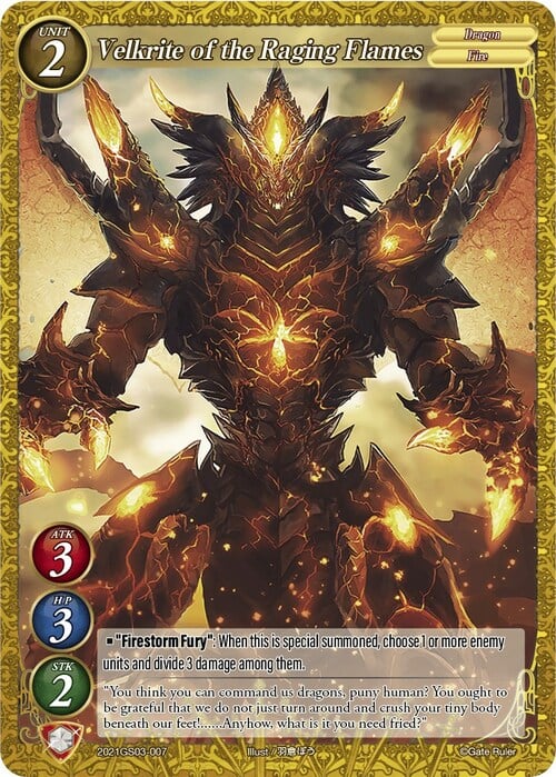 Velkrite of the Raging Flames Card Front