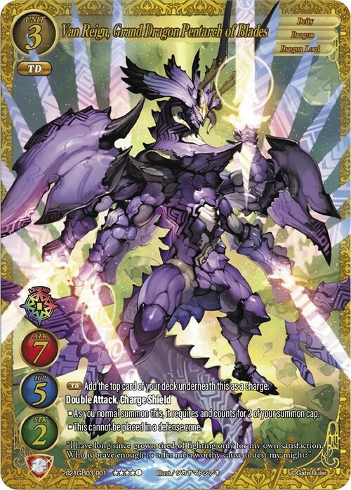 Van Reign, Grand Dragon Pentarch of Blades Frente