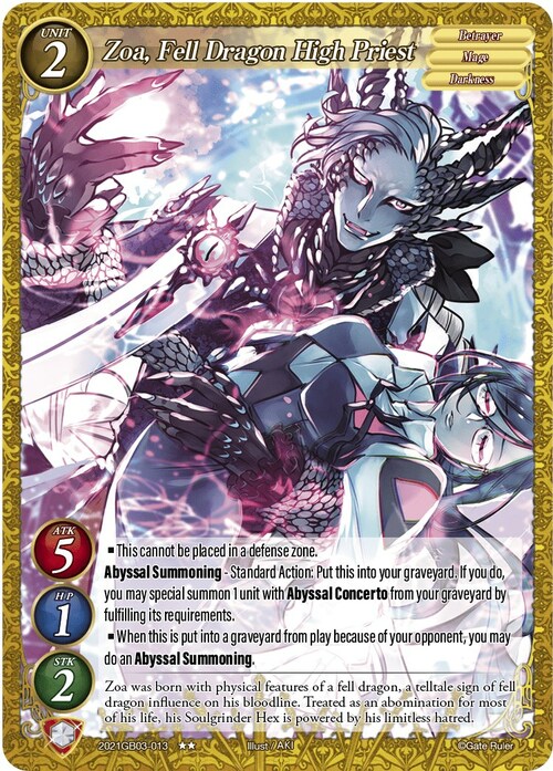 Zoa, Fell Dragon High Priest Card Front
