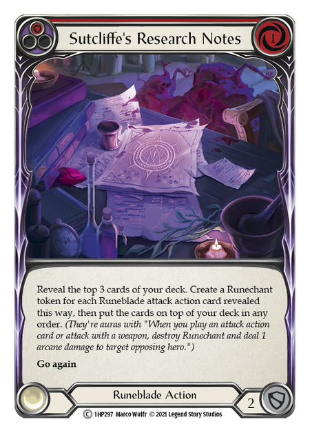 Sutcliffe's Research Notes - Red Card Front