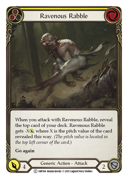 Ravenous Rabble - Yellow Card Front