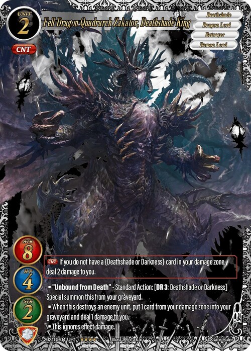 Fell Dragon Quadrarch Zakator, Deathshade King Card Front