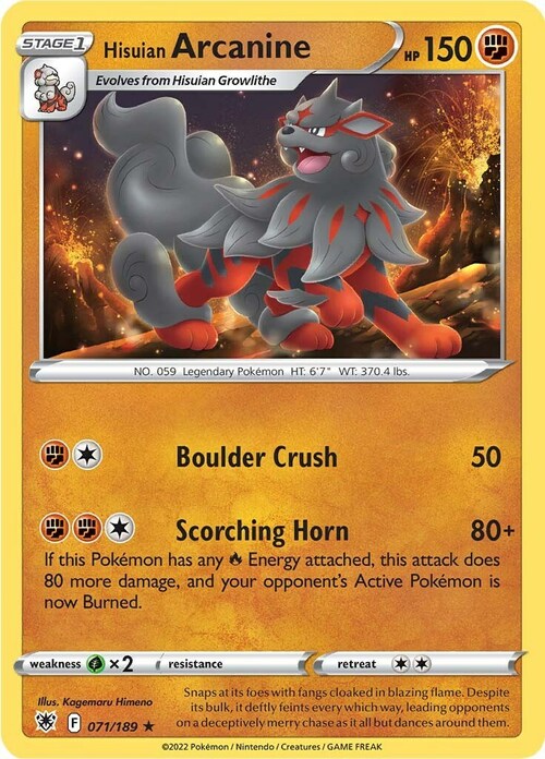 Arcanine di Hisui [Boulder Crush | Scorching Horn] Card Front