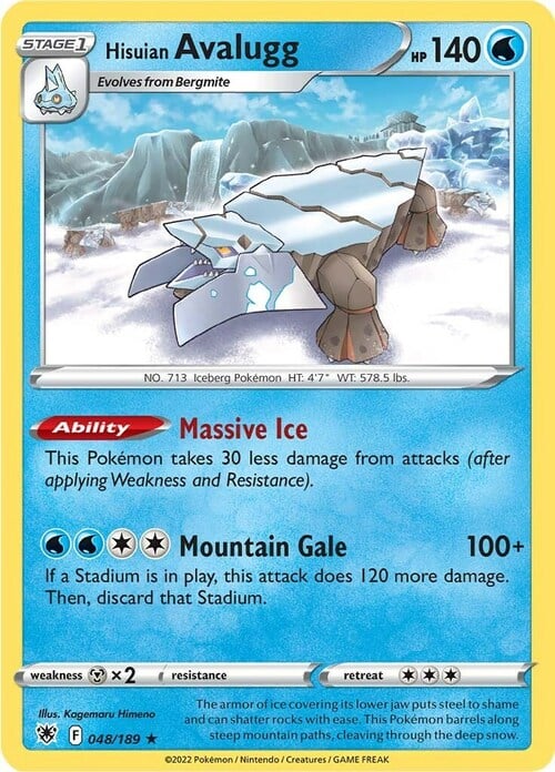 Avalugg di Hisui [Massive Ice | Mountain Gale] Card Front