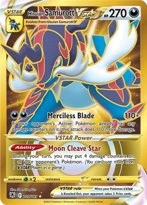 Samurott di Hisui V ASTRO [Merciless Blade | Moon Cleave Star] Card Front