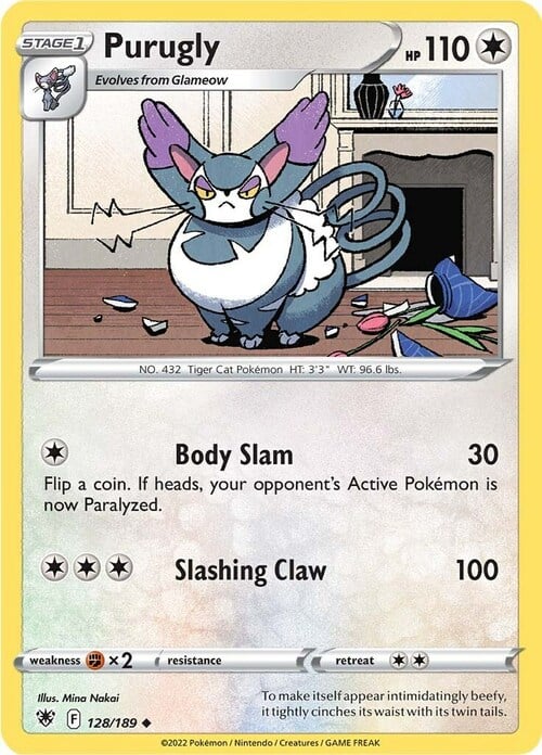 Purugly [Body Slam | Slashing Claw] Card Front