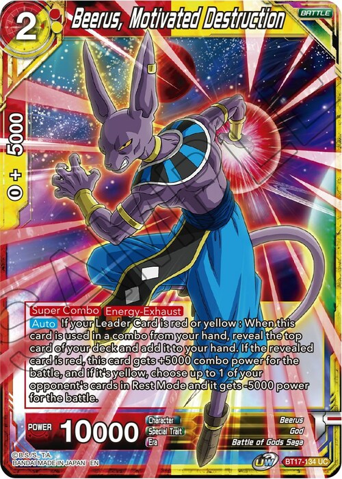 Beerus, Motivated Destruction Card Front