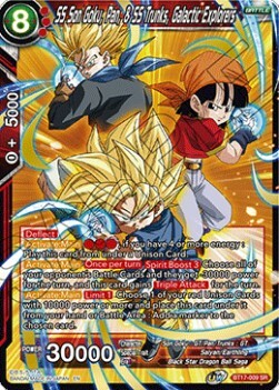 SS Son Goku, Pan, & SS Trunks, Galactic Explorers Card Front
