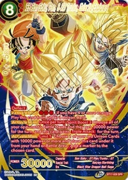 SS Son Goku, Pan, & SS Trunks, Galactic Explorers Card Front