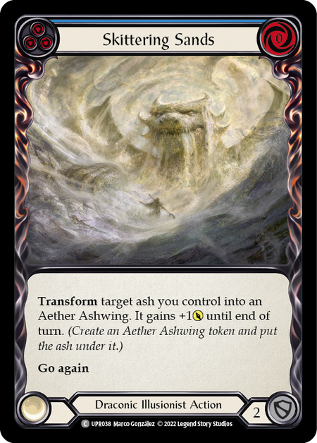 Skittering Sands - Blue Card Front