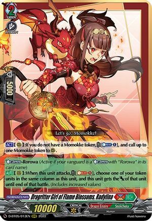 Dragritter Girl of Flame Blossoms, Radylina Card Front
