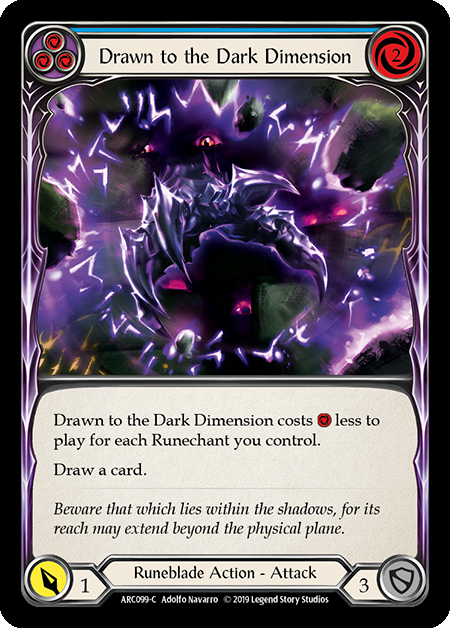 Drawn to the Dark Dimension - Blue Card Front