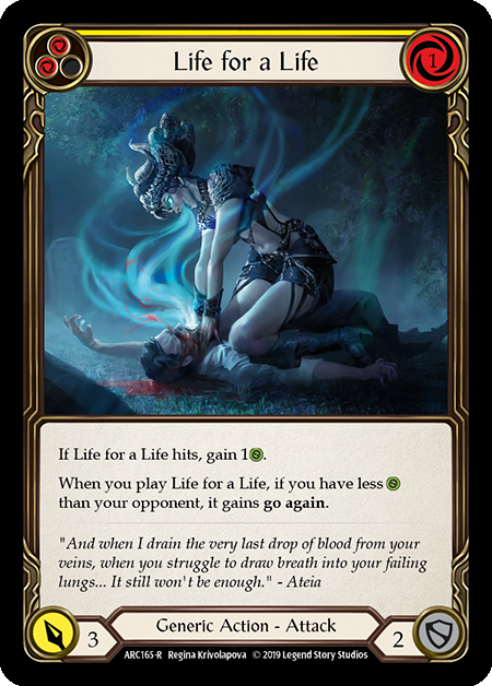 Life for a Life - Yellow Card Front