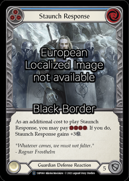 Staunch Response - Blue Card Front