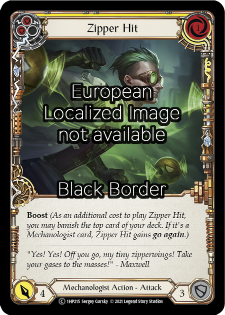 Zipper Hit - Yellow Card Front