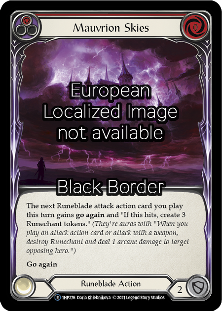 Mauvrion Skies - Red Card Front