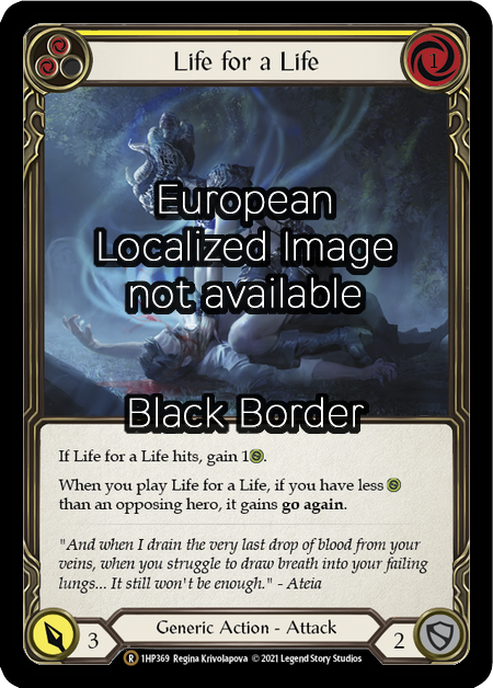 Life for a Life - Yellow Card Front