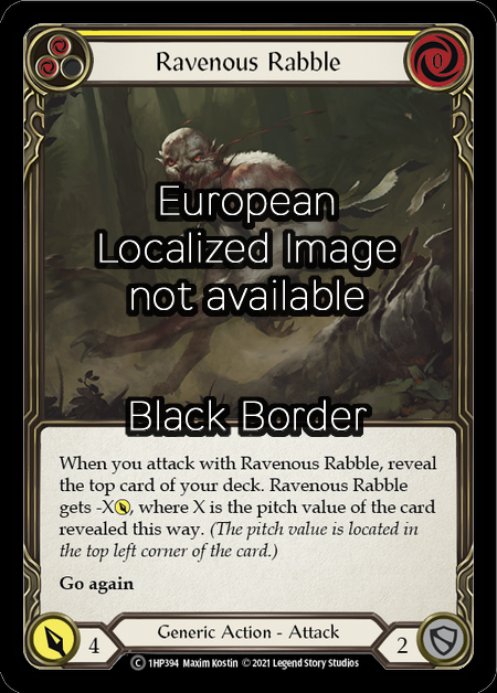 Ravenous Rabble - Yellow Card Front