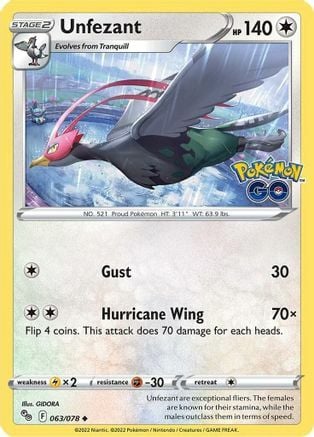 Unfezant [Gust | Hurricane Wing] Frente