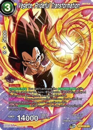 Vegeta, Prideful Transformation Card Front