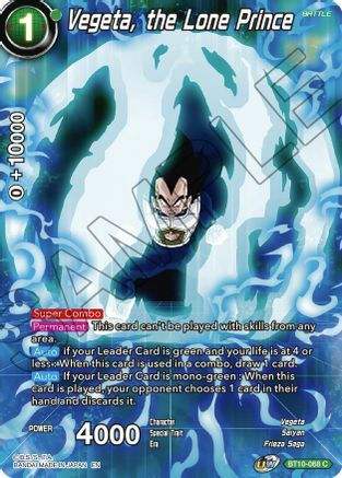 Vegeta, the Lone Prince Card Front