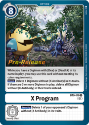 X Program · Pre-Release Stamped BT9-110