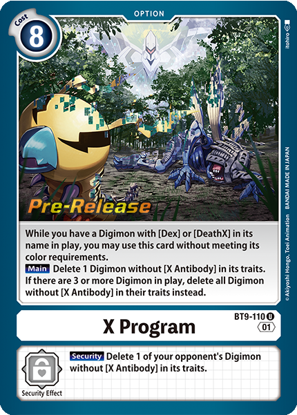X Program Card Front