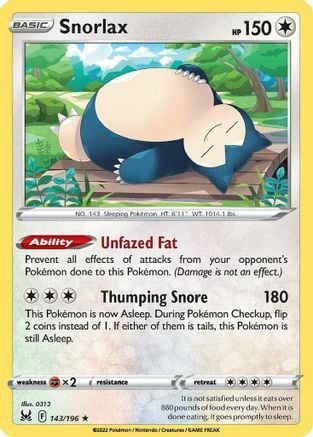 Snorlax [Unfazed Fat | Thumping Snore] Card Front