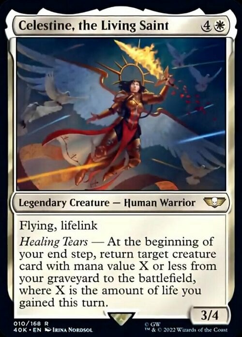 Celestine, the Living Saint Card Front
