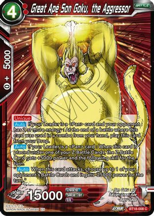 Great Ape Son Goku, the Aggressor Card Front
