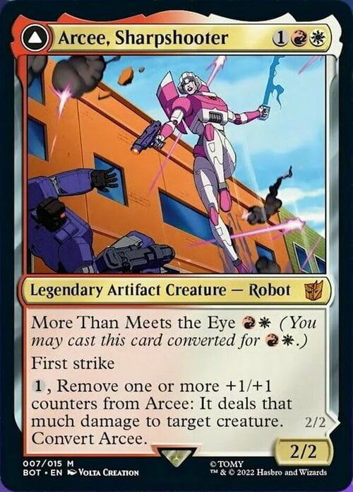 Arcee, Sharpshooter // Arcee, Acrobatic Coupe Card Front