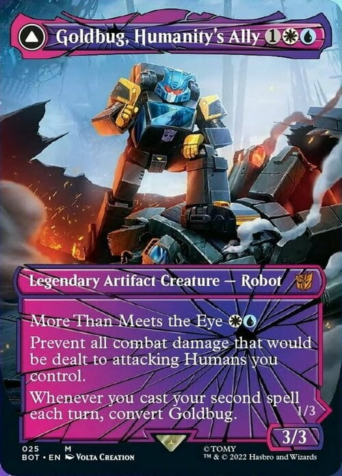 Goldbug, Humanity's Ally // Goldbug, Scrappy Scout Card Front