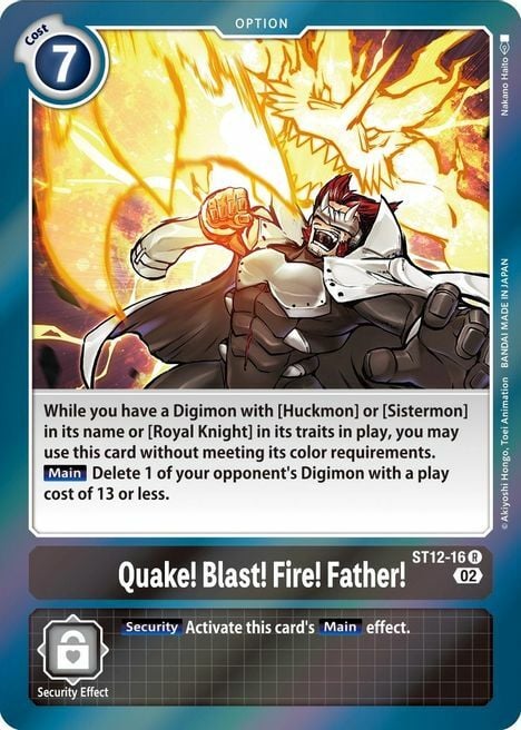 Quake! Blast! Fire! Father! Frente