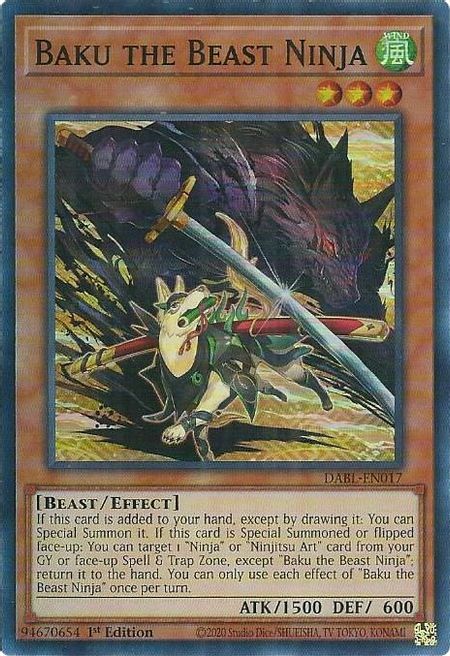 Baku the Beast Ninja Card Front