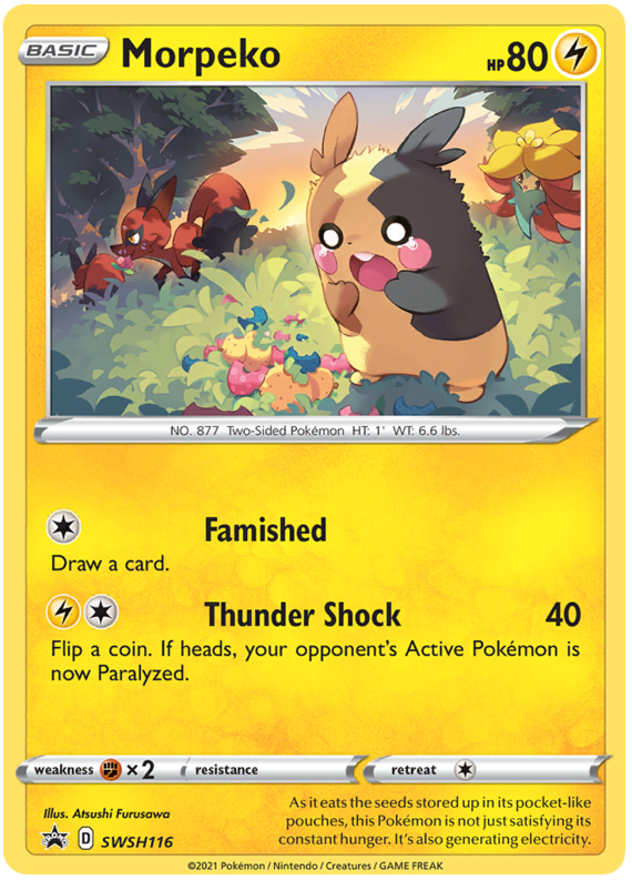 morpeko pokemon card Basic HP 60 Peko Blaster Dark Rarity Energetic Pokmon You may discard that card Morpeko VMAX Plastic Black UV