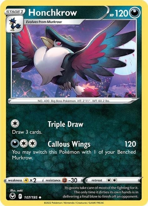 Honchkrow [Triple Draw | Callous Wings] Card Front