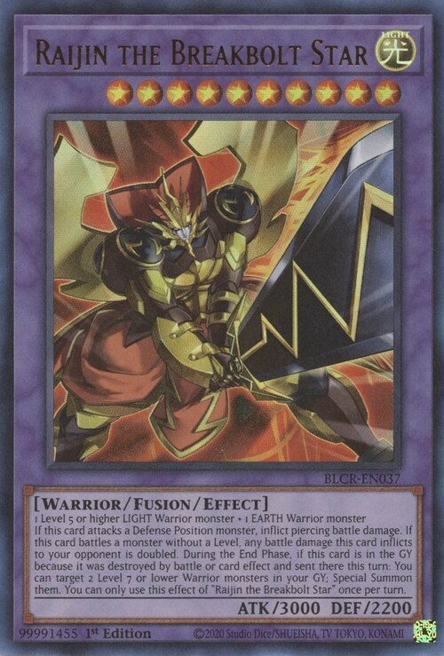 Raijin the Breakbolt Star Card Front