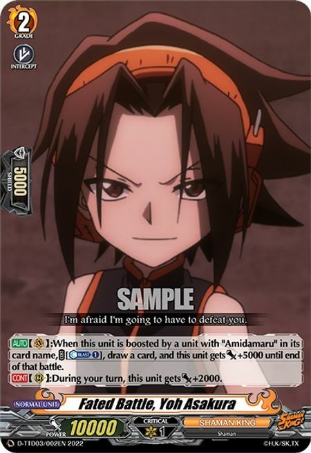 Fated Battle, Yoh Asakura [D Format] Card Front