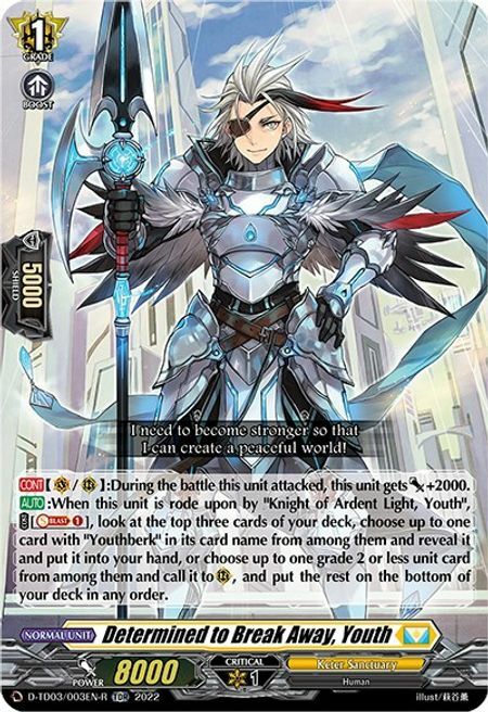 Determined to Break Away, Youth [D Format] Card Front