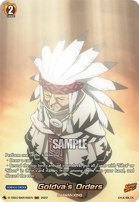 Goldva's Orders Card Front