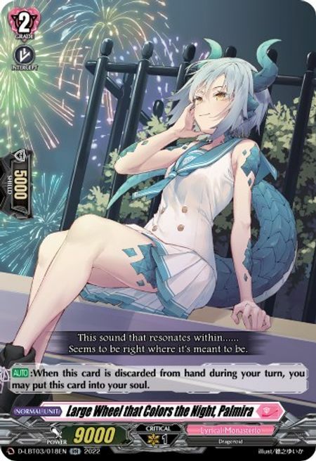 Large Wheel that Colors the Night, Palmira Card Front