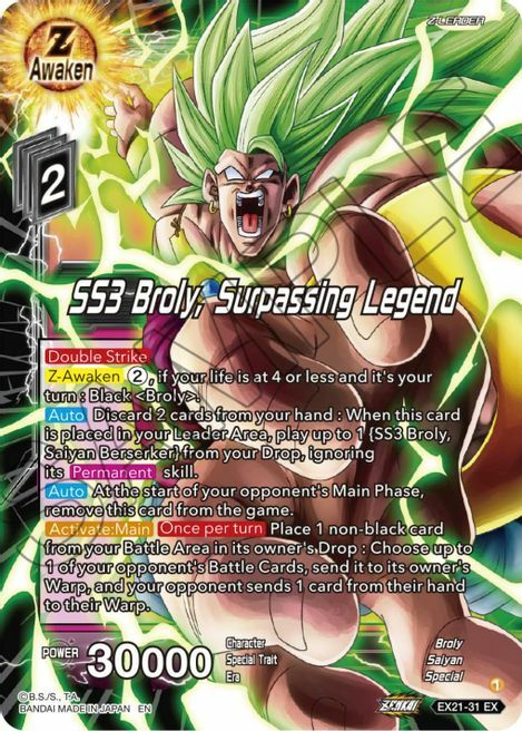 SS3 Broly, Surpassing Legend Card Front