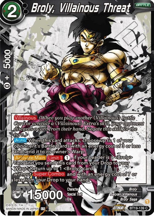 Broly, Villainous Threat Frente
