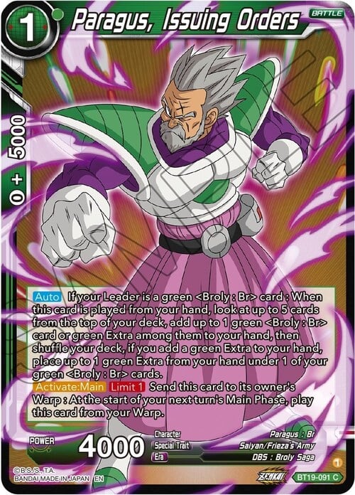 Paragus, Issuing Orders Frente