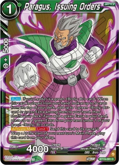 Paragus, Issuing Orders Card Front